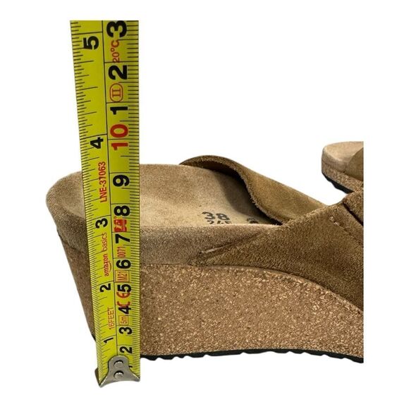 Birkenstock Papillio Namica Suede Leather Tea Women's Tan Wedge Sandals size 7 - Picture 4 of 8